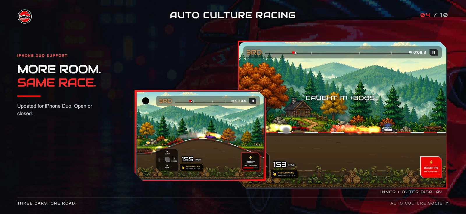 Auto Culture Racing Speed Duel — iPhone Duo promotional screenshot from the developer's App Store listing